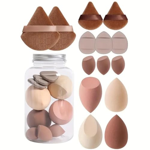 Kit 14 Pièces Éponges De Maquillage Et Houpettes Blender Pour Estomper Le Fond De Teint, La Crème Et Poudres Liquides, Humide Et Sèc