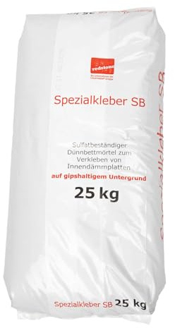 redstone Spezialkleber SB Klebemörtel 25kg – Sulfatbeständiger Dünnbettmörtel für Innendämmplatten – Hohe Haftkraft & Abrutschsicherheit – Für gipshaltige Untergründe