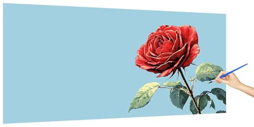 Malen Nach Zahlen Erwachsene Blume, Malen Nach Zahlen RoseKinder Kleines Format, DIY Paint by Numbers Kreativ Set AnfäNger Inklusive Pinsel und Acrylfarben Ohne Rahmen Deko Geschenk 100x50cm A-1