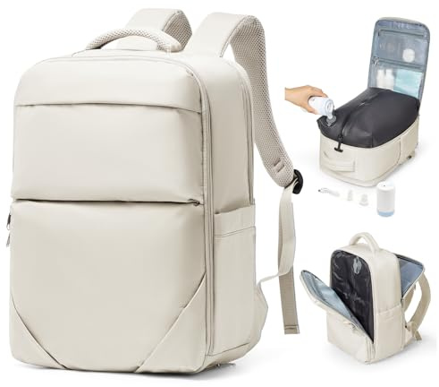 bergsalz Sac 40x20x25 Ryanair a Dos Sous Vide Voyage Avec Pompe, Sac a Dos Compression Voyage Cabine Avion Sous Vide,Bagage Cabine 40x20x25 Beige