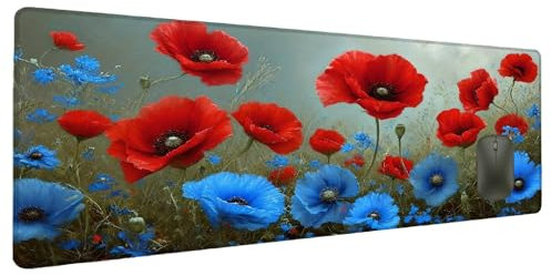 Mauspad XXL 1200x600mm Rot Mousepad Groß Schreibtischunterlage Blau, Gaming Mauspad Gadgets Schreibtisch Zubehör, Wasserdicht Mouse Pad rutschfeste Vernähte Kanten Verbessert Geschwindigkeit P-1