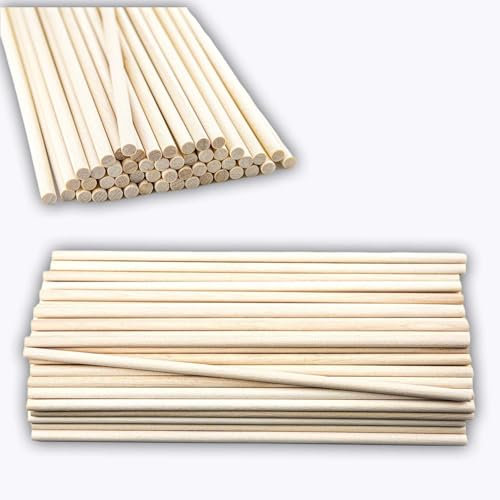 50 Pcs Wooden Dowels Rods, 20cm X 5mm Wooden Sticks for Crafting, Smooth Dowling Rods for Craft Birch