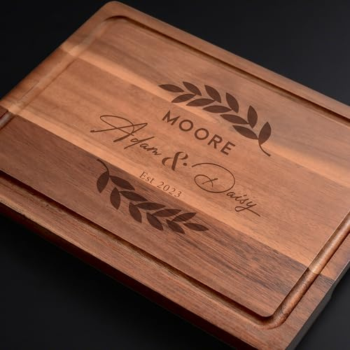 Tabla de cortar personalizada en madera | Encimera de madera para carne, jamón, pan, quesos, natural, sostenible. Idea de regalo para parejas, novia, padres, familia