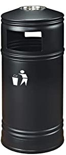 Botes de Basura Cubo de Basura de Metal Cubo de Basura con cenicero Cubo de Basura Industrial Contenedor de Basura Comercial Metal (Negro) Papelera