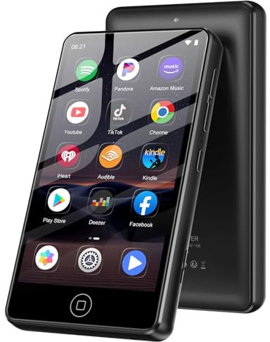 AGXOV 80GB MP3-Player mit WLAN & Bluetooth, 4,02-Zoll Touchscreen MP4 Player, Android Musik-Player mit Spotify, Amazon Music, Deezer, FM-Radio, Sprachrecorder, E-Book-Reader (schwarz)