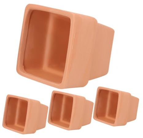 BESTonZON 4 Stück Rotes Sukkulentenbecken Terrakotta Würfel Ton modern eingetopft Roter Blumentopf aus Keramik quadratische Pflanzgefäße Mini-Topf aus roter Keramik Indoor-Topf Hellbraun