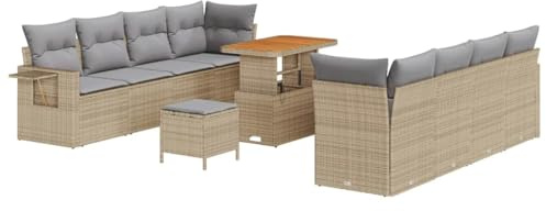 vidaXL Trädgårdsoffset med kudde 11 pcs Beige Poly rattan, Trädgård och Terrass, Modern Uteplats, Hållbar Rattansoffa, Flexibla Moduler, Väderbeständiga Möbler
