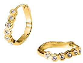 Purelei Reef Ohrringe – Creolen aus Edelstahl mit weißen Zirkoniasteinen – 18K vergoldet – Geschwungenes Design, 20 mm – Curated Ear Schmuck – Gold/Silber/Roségold (Gold)