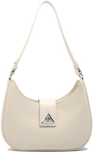 XFSRG Handtasche Damen Klein PU Leder Elegant Schultertasche Y2K Satteltasche Abendtasche für Dating Party Einkaufe(Weiß)
