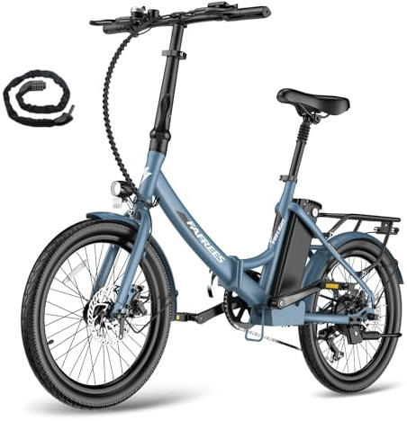 Fafrees E-Bike Klapprad 20 Zoll, Elektrofahrrad Ebike Herren 36V 16.75Ah Akku, E-Fahrrad Damen 250W, Pedelec 25km/h, Reichweite bis zu 130 km, F20 Light (Fahrradschloss, Blau)