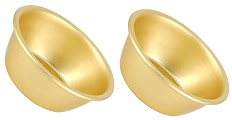 Ipetboom Set 2 Ciotole Di Alluminio Dorate Per Bevande e Vino Da Ristorante, Senza Manico, 12 Cm, Adatte Per Casa, Hotel e Barbecue, Stoviglie Sicure Per Uso Alimentare