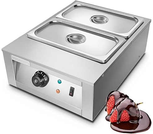 Commercial Chocolate Tempering Machine with Dual Pot, Auto Temperature Control, Water Bath Heating for Professional Confectionery
