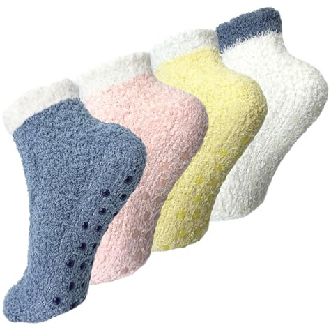 LUFFLOK 4 Paia Calze Termiche Donna, Calzini Antiscivolo Invernali Pelosi