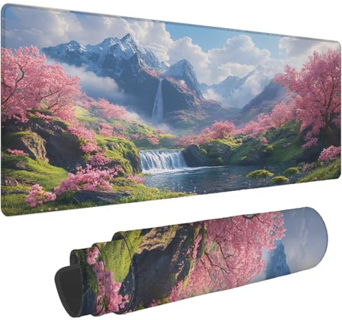 Tapis de Souris Gamer Rose Tapis de Souris XXL 1400x700mm Desk Mat Paysage Mouse Pad Imperméable Accessoires Bureau Gaming Bords Cousus Améliore la Précision et la Vitesse Meilleur Choix de Jeu T312