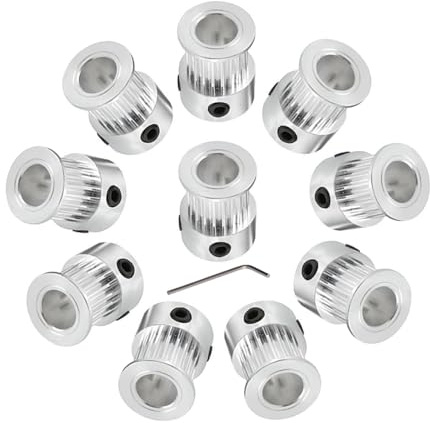 Newwish GT2 Riemenscheibe 20 Zähne 8mm Bohrung 10mm Breite,GT2 Timing Belt Pulley 20 Teeth 8mm Bore Zahnriemenscheibe für 3D Drucker 9mm/10mm Breite GT2 Zahnriemen.(10 Stück)