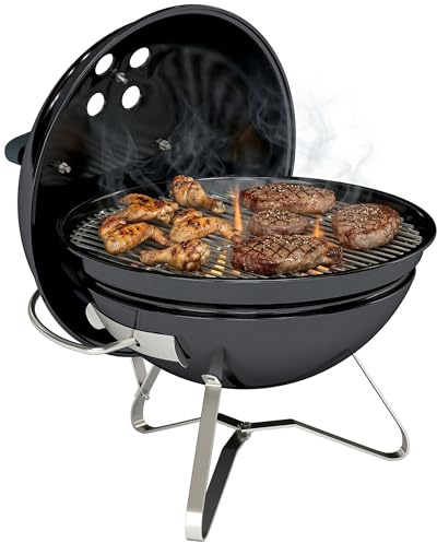 Outsunny Barbacoa de Carbón Portátil, Tapa con Soporte, Ø41x44 cm, Negro