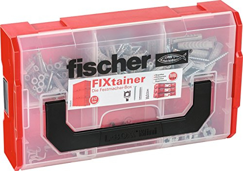 Fischer 532890 FIXtainer - Festmacher-Box, 212 teilig, SX-Dübel mit Schrauben und Haken, Stück