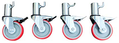 125mm Scaffold Tower Castor Wheels - Double Locking (Set of 4) - Internal Socket Diameter 40mm