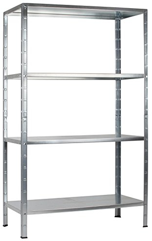SCHULTE Regalwelt Steckregal mit 4 PowerMAX Fachböden, 65 kg Tragkraft, 190x100x40 cm (HxBxT), verzinkt (Lagerregal, Werkstattregal, Kellerregal, Garagenregal, Metallregal