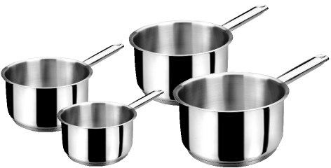 LACOR 32003 - Lote 4 Cazos Basic (14-16-18-20) Acero Inoxidable | En acero inoxidable, para un uso práctico y profesional en cocina; ideal para cocina profesional y uso diario en casa