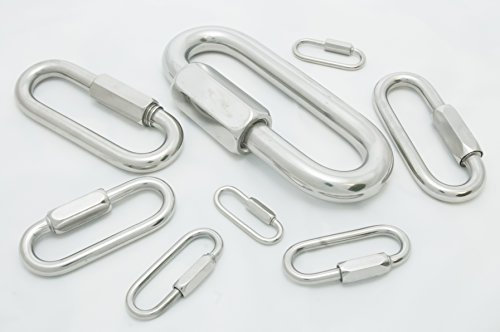 Type 316 Stainless Steel Chain Link With Large Opening Jaw (Stainless Steel, 11/16'' diameter, jaw opening 1-1/4'', Work load limit 10780 lbs)