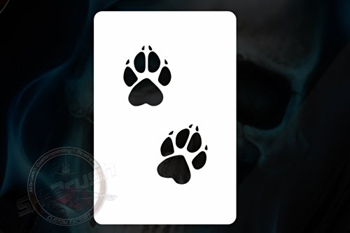 Herterich Products | Airbrush Schablone | Pfoten Tatzen Paws Stencil | Hochwertige Mylarfolie | Lösemittelbeständig | Tattoo und Graffiti Vorlage