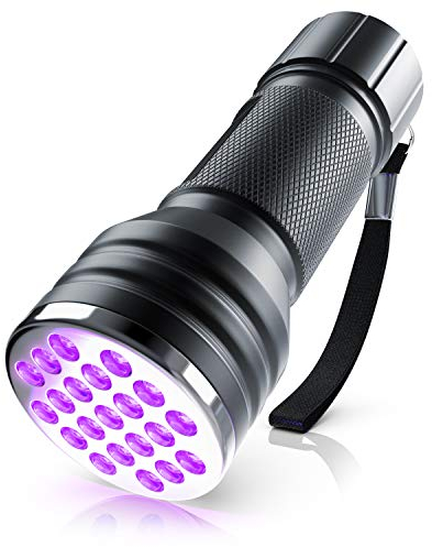 Brandson - LED UV Schwarzlicht Taschenlampe - UV-Schwarzlicht Taschenlampe - Ultraviolett Leuchte mit 21x LEDs - Energieeffizienzklasse: A - hohe Beleuchtungsfläche leuchtintensiv