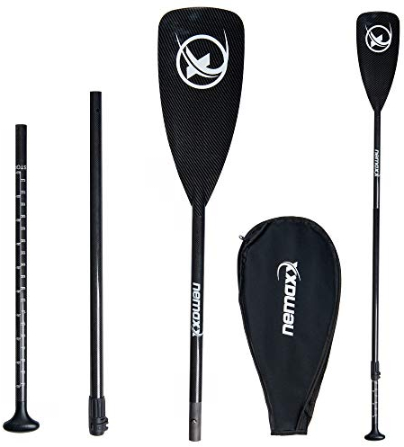 NEMAXX® Carbon Speed SUP Paddel – 3-teiliges Paddle für Stand-up-Paddling – höhenverstellbar inkl. Tasche – Ultraleicht (702 g) – auch als Kajak-Paddel geeignet – Carbon Stand-up Paddle