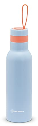 Osama - Borraccia Termica 500 ml Antibatterica, Acciaio Inox e Argento, Bottiglia Termica Valida come Borraccia Palestra e Lavoro, 24h Cold e 12h Hot, Ermetica e Antiscivolo, ‎8x8x24hcm, Azzurro/Rosso