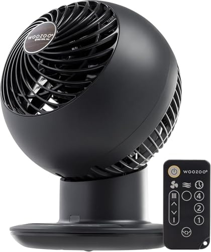 IRIS USA WOOZOO Air Circulator Fan with Remote, Oscillation, 5 Speeds, 82ft Max Air Distance, 90° Adjustable Tilt, 30db Quiet Motor, Small Fan for Bedroom, Office, Dorm, Black