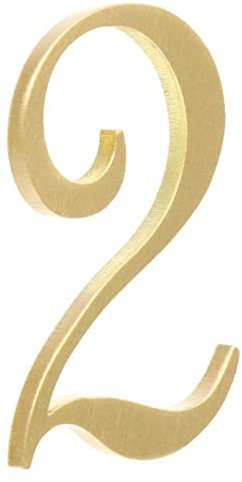Zayookey Metallo Numero Civico in Ottone 2 pollici (5 cm) Moderna Numeri Indirizzo di Casa di Porta House Number Brass per Cassetta Postale Stradale (Door Number 2)