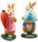 2 Piezas Decoraciones de Conejito de Pascua Estatuas y Figuritas de Conejo de Pascua con Zanahoria y Huevo Centro de Mesa de Pascua de Resina Conejo para Decoración de Primavera Fiesta Oficina Mesa