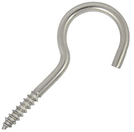 DIOS24 10 Stück Schraubhaken mit Holzgewinde A2 65 x 18 mm - Haken halbrund gebogen Wandhaken Hakenschraube Wäscheleinenhaken Deckenhaken Holzgewinde Edelstahl I