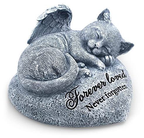 Orchid Valley Sleeping Cat Garden Statue - Pet Memorial Stone - Grave Marker - Beautifully Packaged Memorial Gift, Headstones for Cats or Thoughtful Sympathy Gift