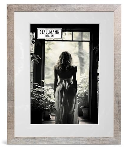 Stallmann Design Bilderrahmen mit Passepartout 50x70 cm (Bild 40x60) | Farbe: Wildeiche | 30 mm starke Rahmenleiste