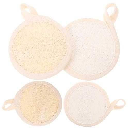 DOITOOL 4 Stück Peeling Pads für Gesicht aus Baumwolle und Leinen Sanfter Gesichtspeeling Schwamm für Frauen zur Effektiven Gesichtsreinigung und Hautpflege