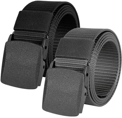 flintronic Arbeitsgürtel für Herren, Gürtel für Herren, Kunststoff-Nylon-Canvas-Gürtel für Herren, verstellbarer Nylon-Stoffgürtel, metallfreie Canvas-Kunststoffschnalle, leicht, atmungsaktiv, 120 cm,
