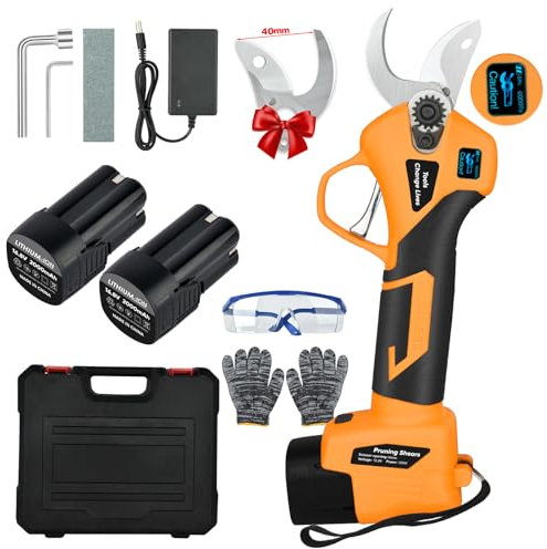 Forbici Potatura Elettriche - 40mm Cesoie Potatura Elettriche Professionali Con 2 16.8V/2000 mAh Batteria - Forbici a batteria da potatura per potatura per Giardinaggio Albero da Frutta Delle Viti