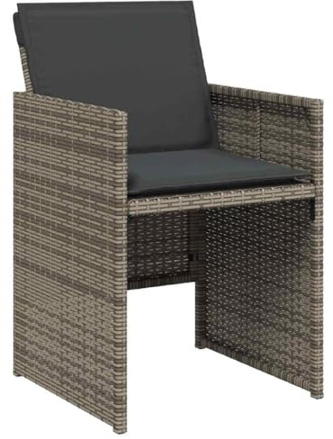 vidaXL Gartenstühle 4 STK., Gartenstuhl mit Kissen, Gartensessel Stuhl für Garten Balkon Terrasse, Sessel Stuhlset Gartenmöbel, Grau Poly Rattan