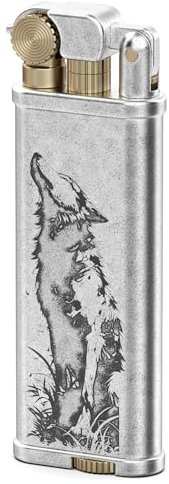 VVAY Vintage Benzinfeuerzeug - Wolf-Gravur - ​​ohne Benzin geliefert