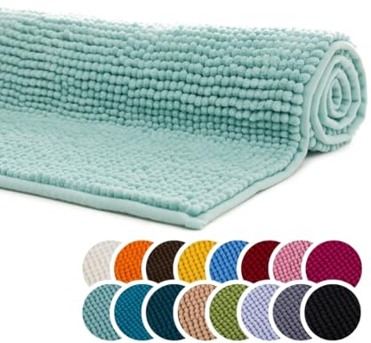 liebling Badrumsmatta, 100 % polyester – mikrofiber, serie Chile, 60 x 100 cm, 30 grader, tvättbar, lämplig för golvvärme, färg: mynta