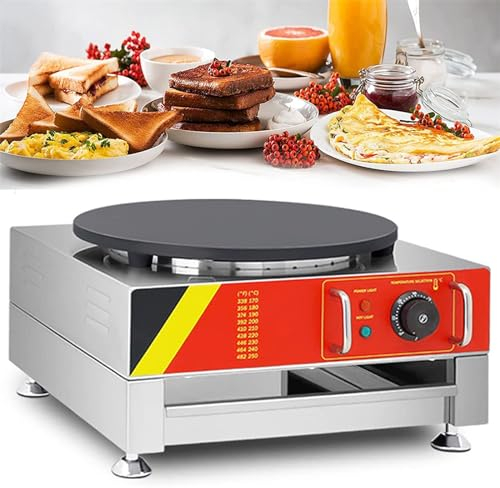 Jrcfnss Machine à crêpes électrique, poêle à crêpes Commerciale de 40,6 cm, Plaque chauffante antiadhésive pour blintzes, roti, Tortilla, œufs, Facile à Nettoyer