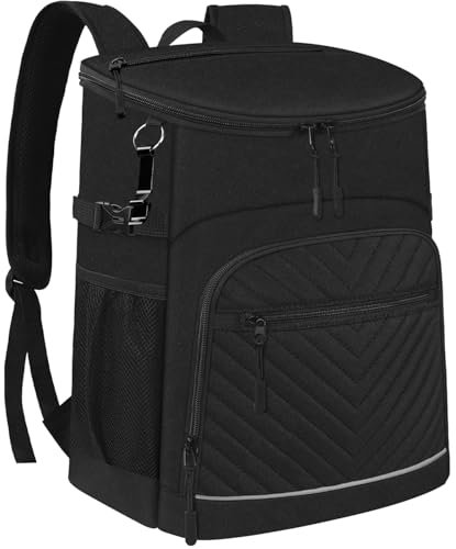 Kühlrucksack, isoliert, auslaufsicher, wasserdicht, 30 Dosen, große Kapazität, leicht, Reisen, Camping, Strand, Kühler, Eistruhe für Damen und Herren, schwarz, groß