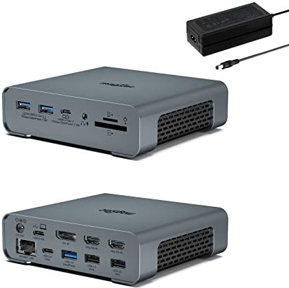 USB C Docking Station Mit Netzteil，16 In 1 Dockingstation Laptop 2 Monitore with 2*HDMI,DP 4K/60Hz Displayport,8 USB C/A Ports, Ethernet for Dell/Hp/Thinkpad Full Functional Windows Type-c Thunderbolt