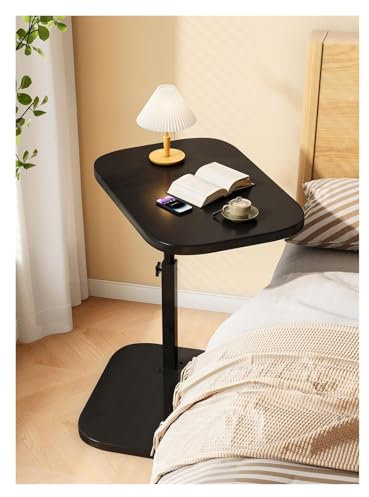 Generisch C-Tisch Beistelltisch, Sofa-Tabletttisch, höhenverstellbar, 360° schwenkbarer TV-Tabletttisch, darunterschiebbare Couchtische for Wohnzimmer, Schlafzimmer und kleine Räume(Schwarz)