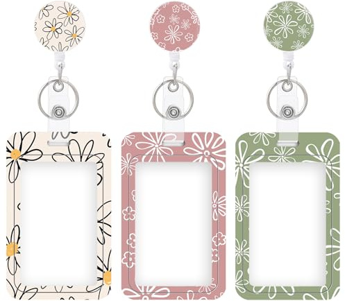 3 Set Heavy Duty Badge Holder with Retractable Reel,ID Badge Holder Key Card Work Badge Clip for Nurse Teacher Student Office Women Men