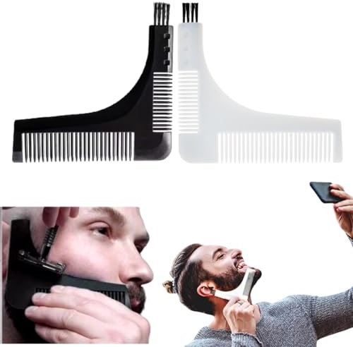 Citystores® 3-in-1 Beard Shaper Comb And Brush Barber Salon Beard Styling Tool For Men Grooming Beard Trimmer Line Up Tool For Neck Cheek Jawline And Goatee Beard Comb For Shaving (Random Colour Sent)