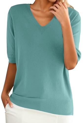 Cocila Camiseta Holgada de Manga Corta con Cuello para Mujer con Top con Parte Inferior de Punto Camisa Mujer Blusa Blanca Mujer Manga Corta Camiseta España Mujer