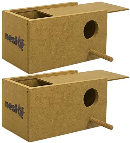 nestQ Packung mit 2 Nistplätzen aus MDF mit Spänen, 20,5 x 11,5 x 11 cm