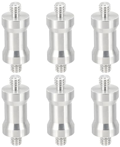 PATIKIL paquete de 6 Tornillos convertidor Camera Spigot flash plateado | 1/4 a 1/4 macho a macho, adaptadores para trípode, soportes de luz, zapatas calientes/frías, cabezales de bola